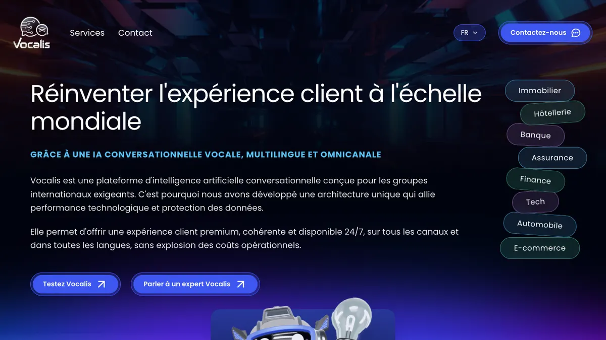 Page d'accueil de Vocalis, capture du 14 septembre 2026