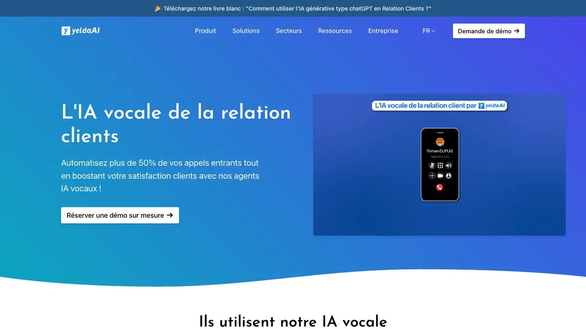 Page d'accueil de Yelda, capture du 14 septembre 2026
